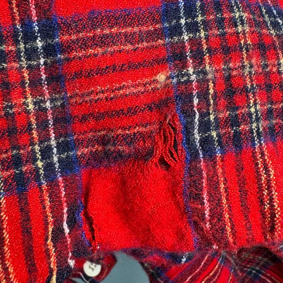 FLAWED Vintage Talbots Red Tartan Plaid Mini Wool Blend Mini Wrap Skirt Size 14 - Picture 7 of 7
